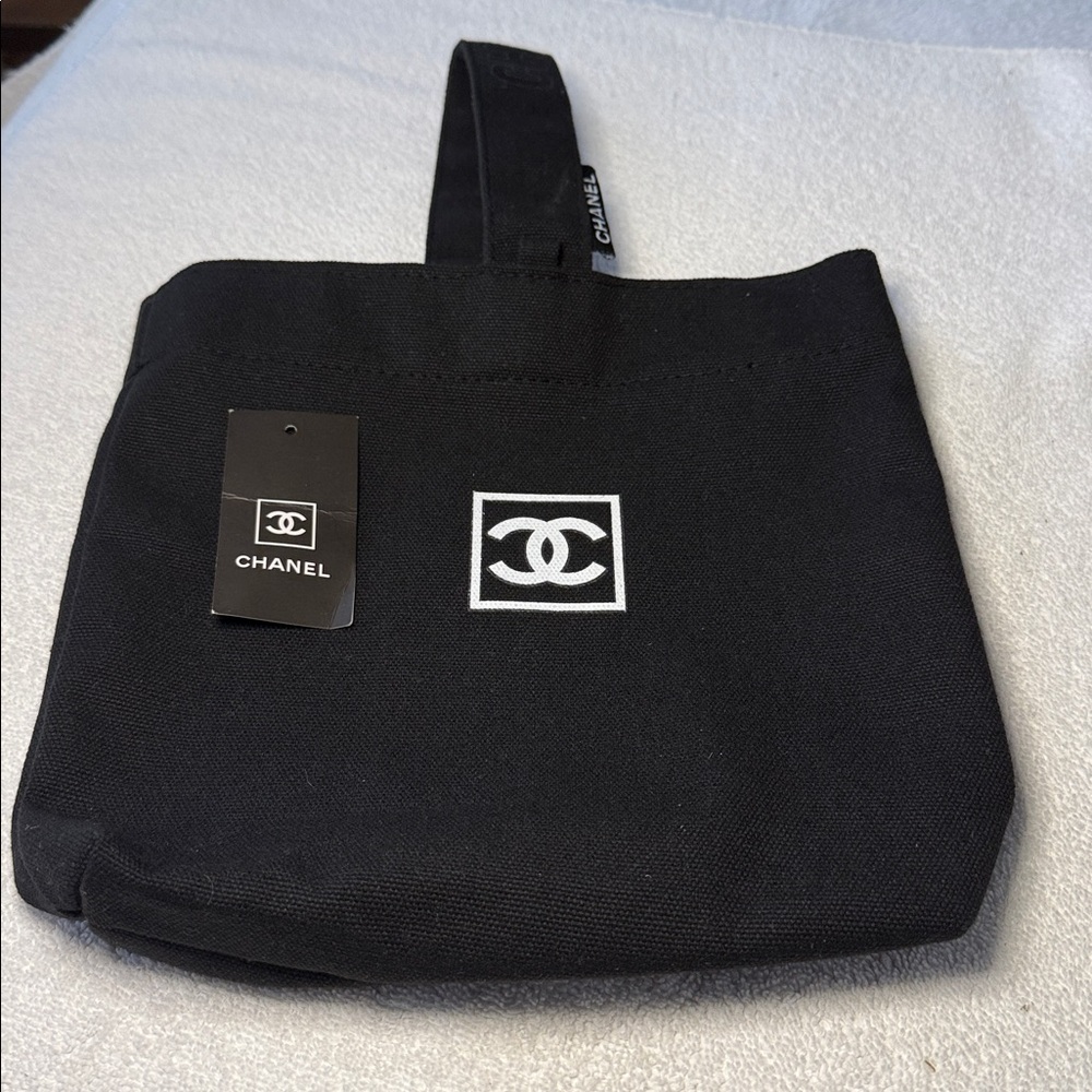 CHANEL Black Canvas Tote Bag